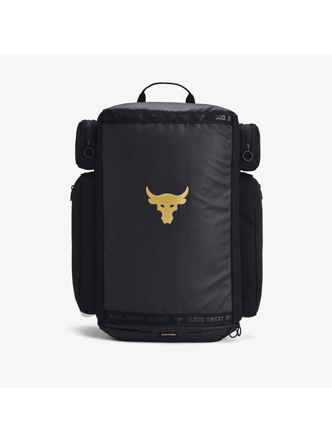 Batoh Under Armour Project Rock Duffle Backpack Black Black Metallic Gold 39 l